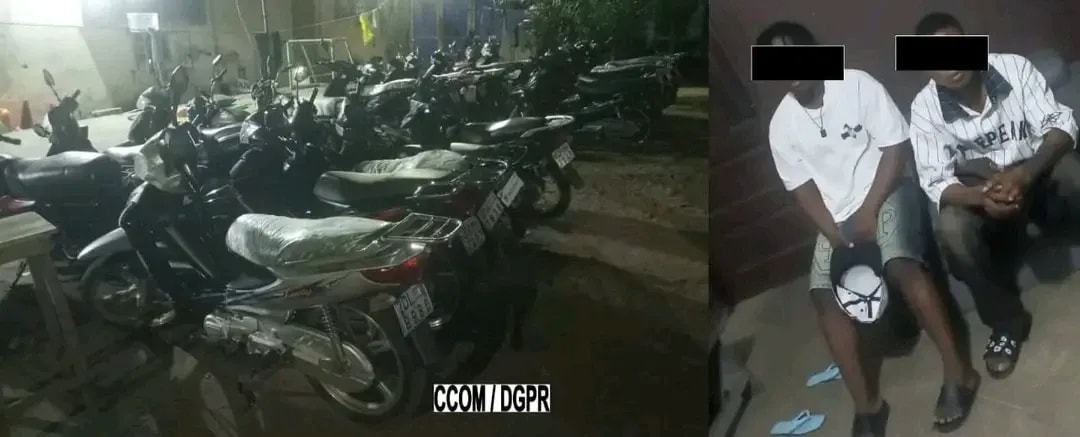 Cotonou : 18 motocyclettes interceptées et 02 jeunes arrêtés en flagrant délit de conduite « zéwé »sur le boulevard de la Marina